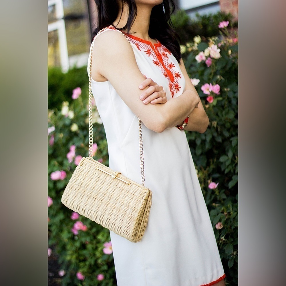 099 - Ann Taylor NWT Off-White/Orange Beaded Mini Dress, Size 2
